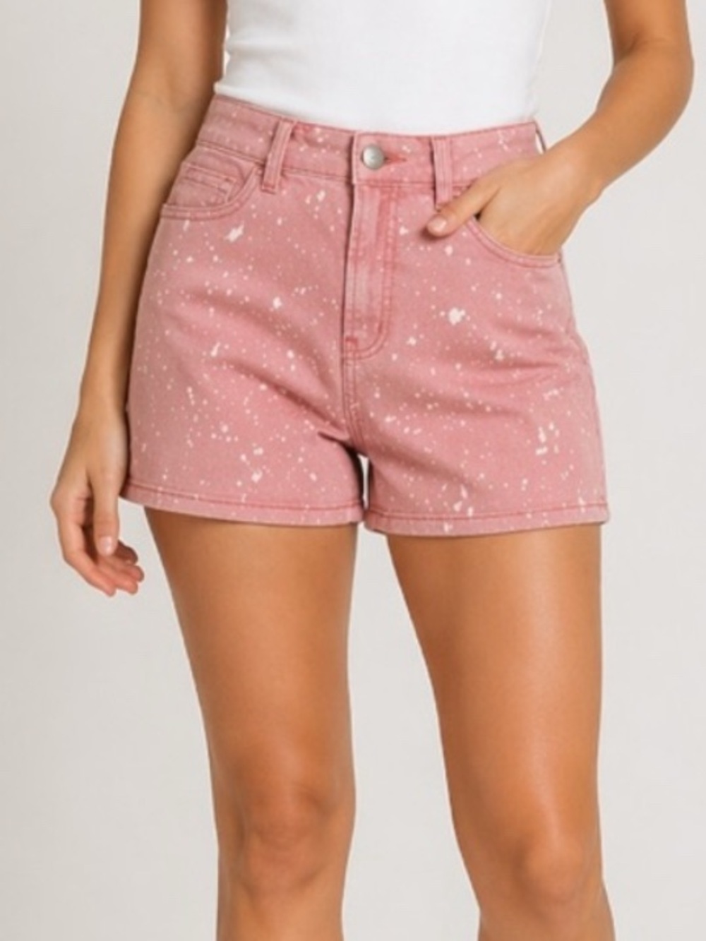 Kate Spade Saturday Pink Paint Splatter Denim Shorts Size 12